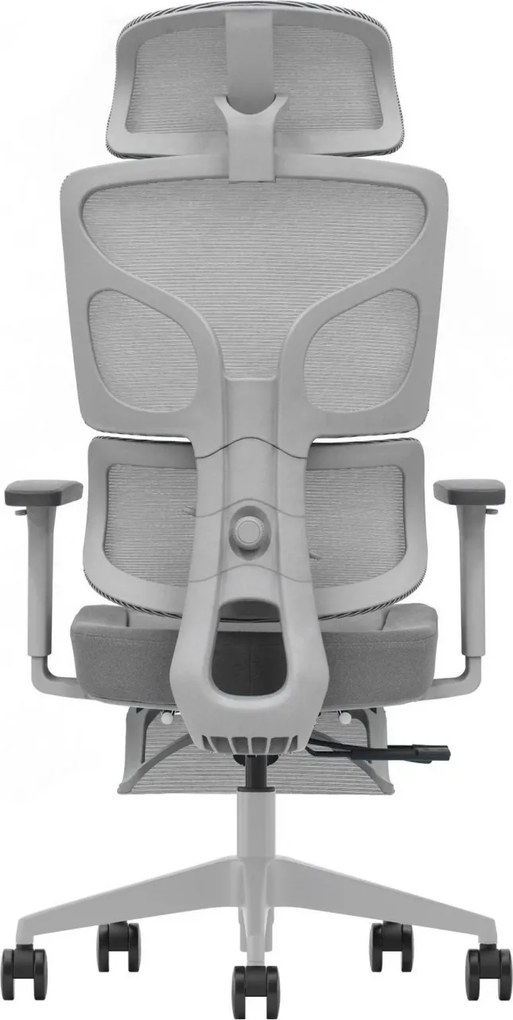 AEROFORM PRO – Scaun Ergonomic Premium, Suport Lombar cu arc, Cotiere 3D, Tetieră reglabilă, Șezut Glisant, Suport pentru picioare extensibil, Gri