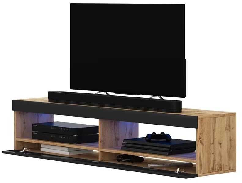 Dulap TV Violett 100 (cu iluminat) (stejar lancaster + negru). 1098640