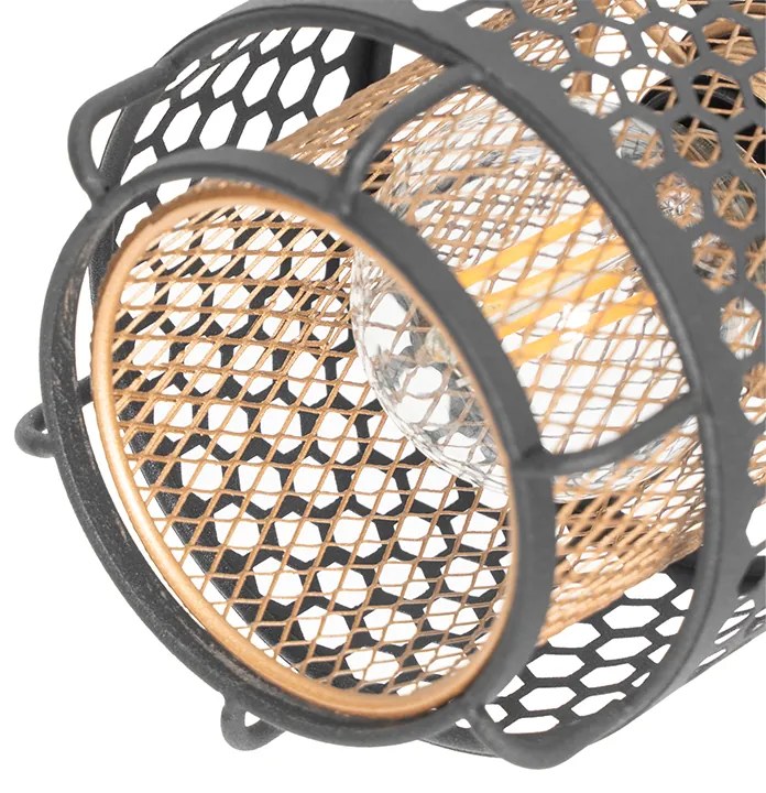 Plafoniera de design neagră cu auriu cu 3 lumini rotundă - Noud