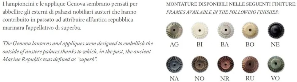 Aplica clasica pentru exterior realizata manual GENOVA