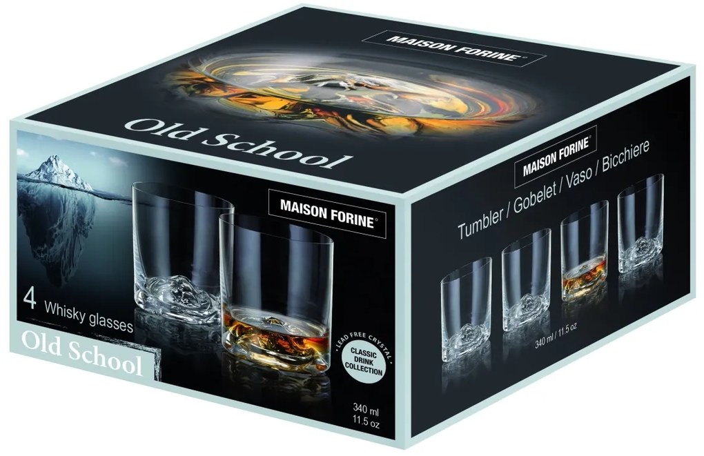 Set 4 pahare whisky 340ml, Old School