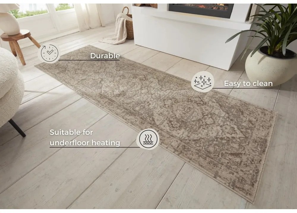 Covor tip traversă gri/bej 80x200 cm Terrain Designer Sand – Hanse Home