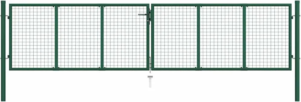 vidaXL Poartă de grădină din plasă, oțel, verde, 400x100 cm