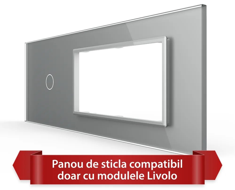 Panou Intrerupator Simplu cu 2 Prize LIVOLO din Sticla, Standard Italian – 6/7M