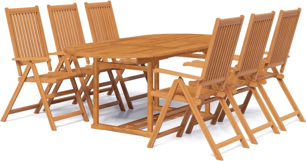 vidaXL Set mobilier de exterior, 7 piese, lemn masiv de acacia, 150-200 cm