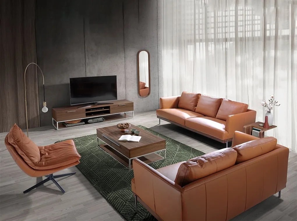 Masuta de cafea moderna design LUX Walnut and Chrome