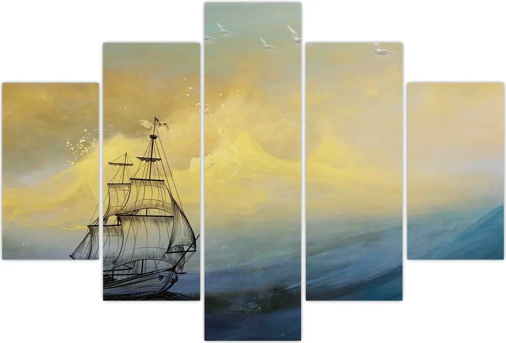 Tablou - Pictură barcă pe mare (150x105 cm)