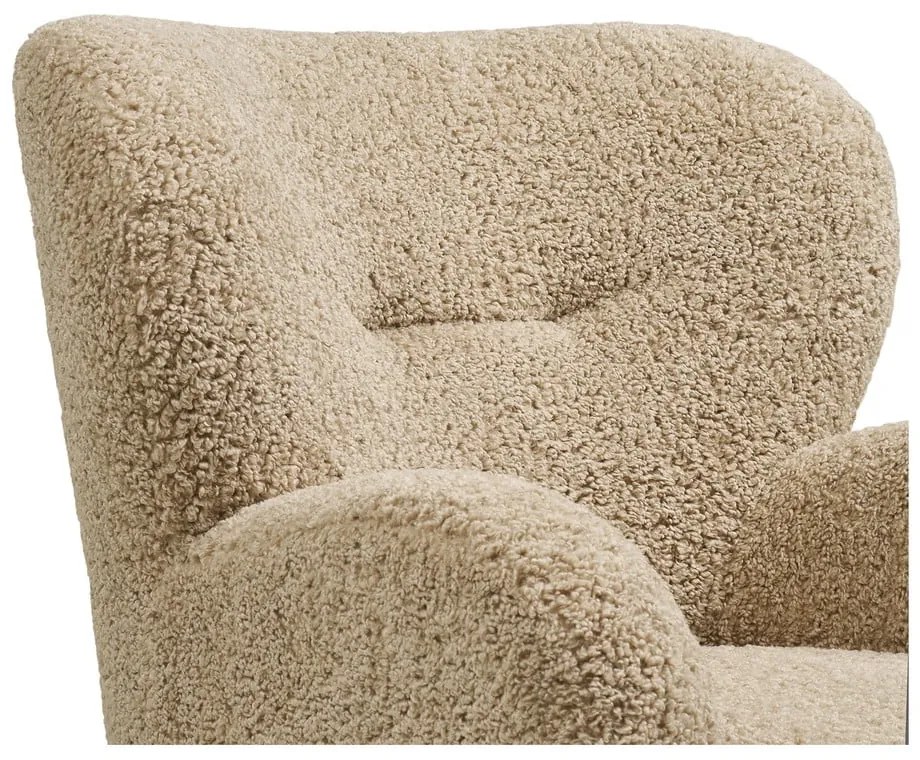 Fotoliu maro deschis cu tapițerie din țesătură bouclé Lunaro – House Nordic