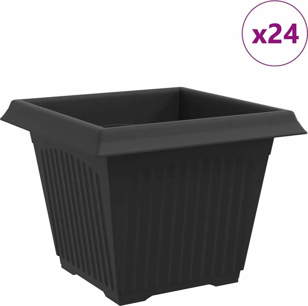 vidaXL Vază pătrată pentru flori 24 pcs Negru 28,5 x 28,5 x 22 cm