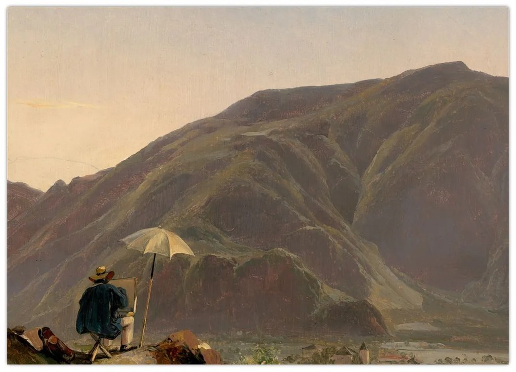 Tablou - Jules Coignet, View of Bozen with a Painter, reproducere (70x50 cm)