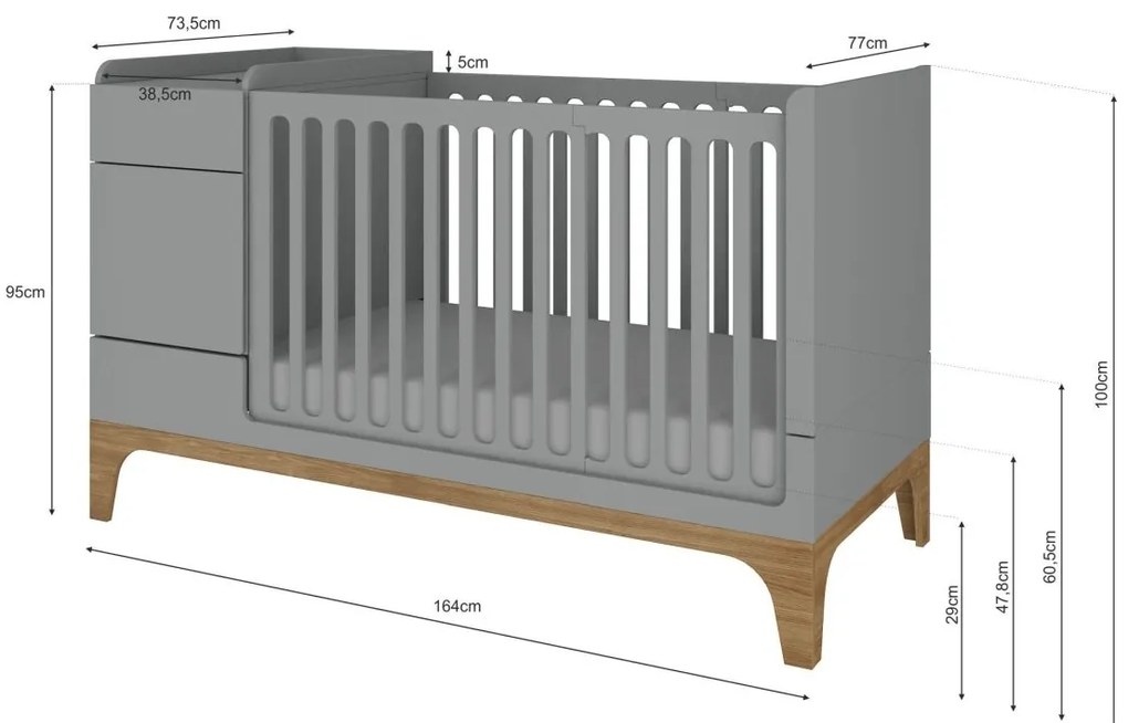 Patut pentru copii multifunctional UP! gri 70×120 cm