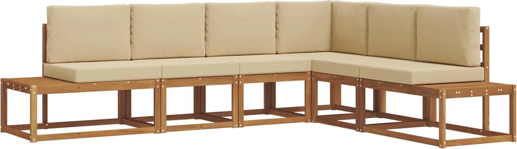vidaXL Set de canapele de exterior cu pernă 6 Bucată Natural și Bej