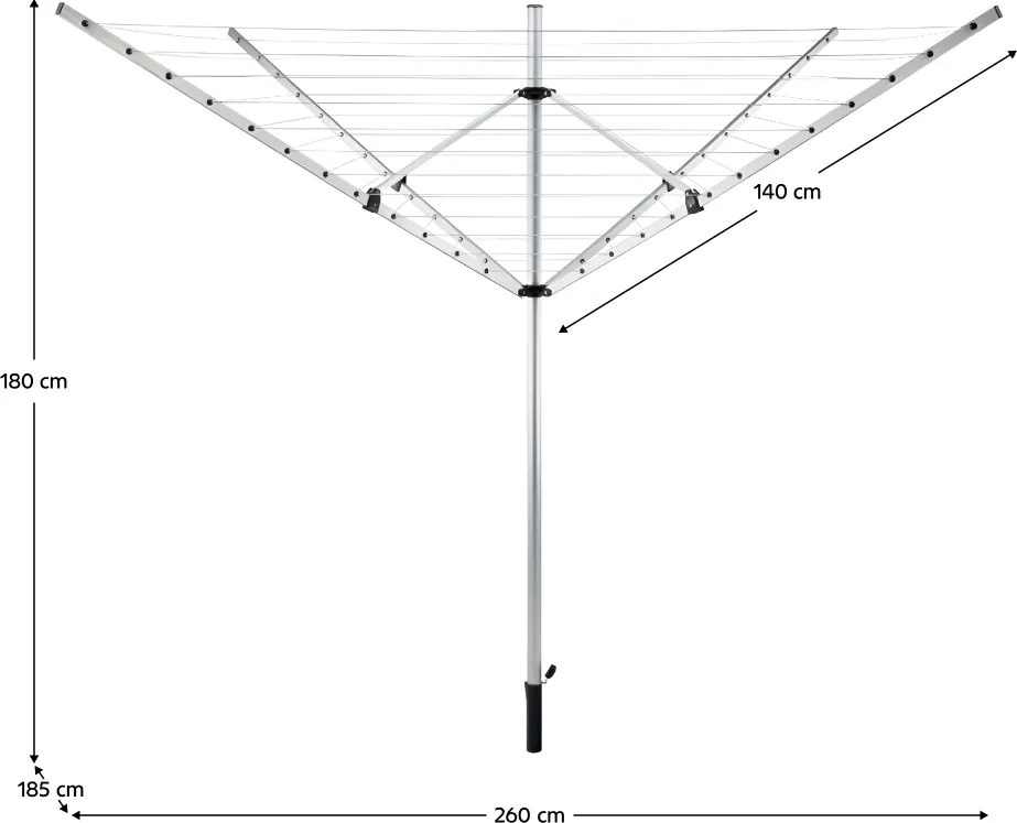 Uscător de haine de grădină, argintiu/neagră, 50 m, ROTARY NEW TYP 1