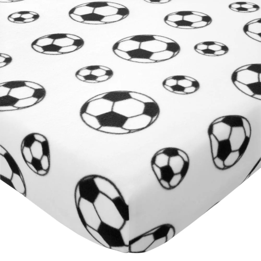 Cearceaf pentru copii alb din polar/fleece pentru pat dublu cu elastic 135x190 cm Football – Catherine Lansfield