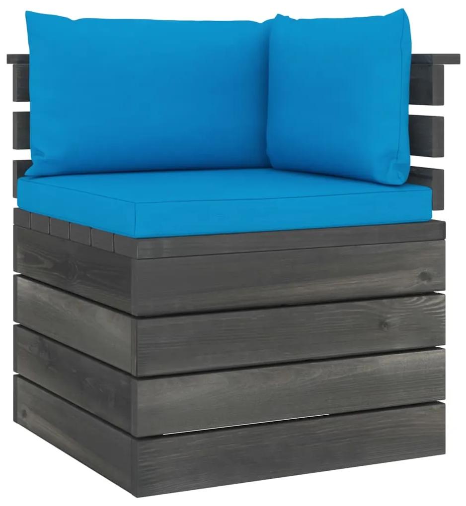 Set mobilier gradina paleti cu perne 6 piese lemn masiv de pin Albastru deschis, 6