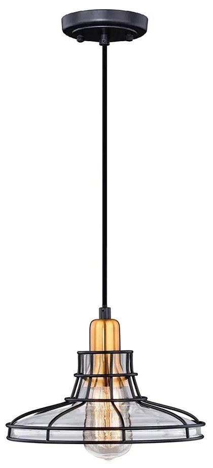 Pendul Loft, 18x18x16 cm, e27, 40 w, metal/sticla, negru/bronz