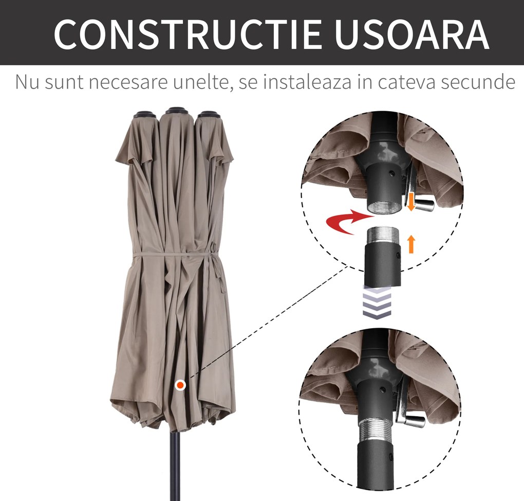 Outsunny umbrele de gradina umbrela dubla 4.6m gradina piscina | Aosom Romania