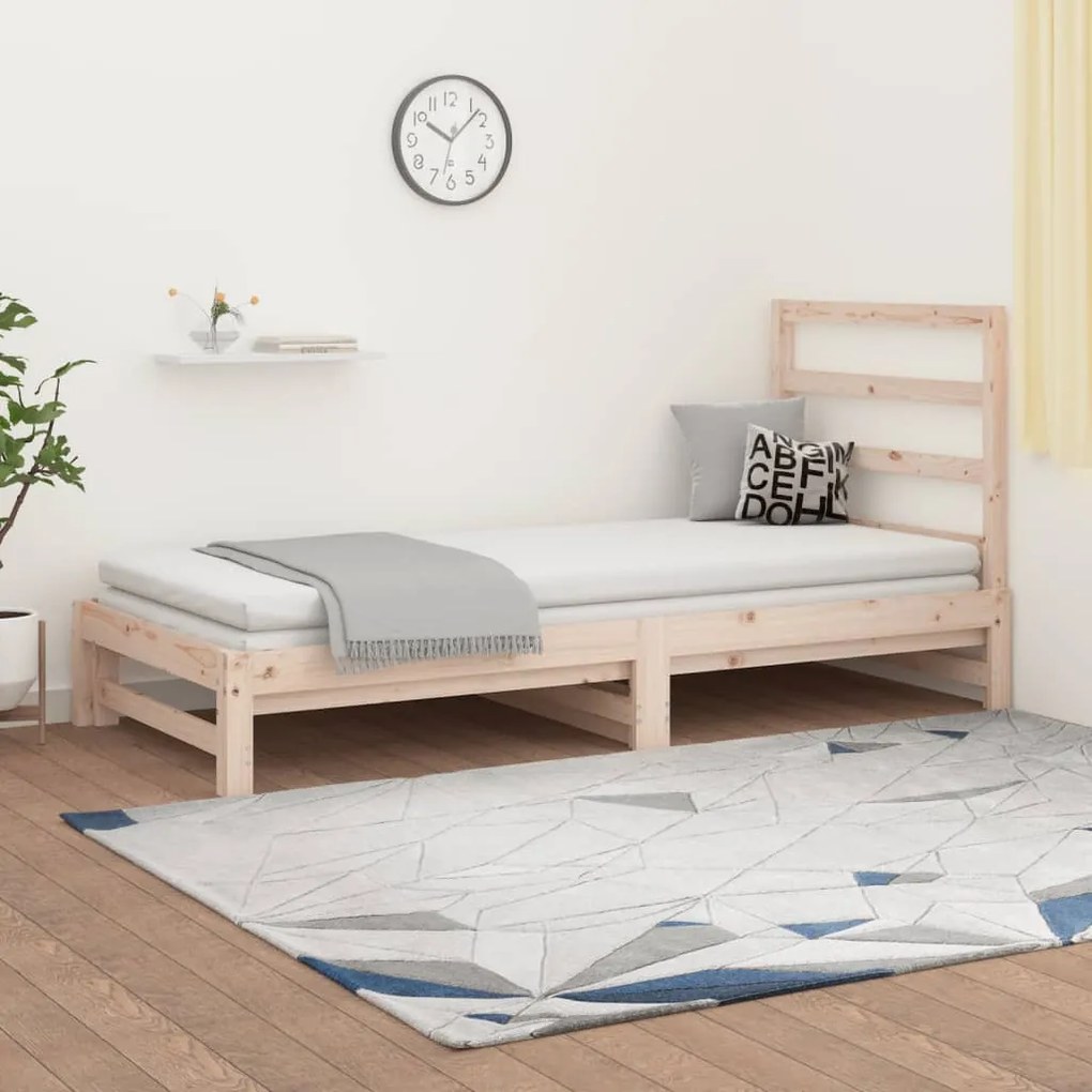 3108312 vidaXL Pat de zi extensibil, 2x(90x190) cm, lemn masiv de pin