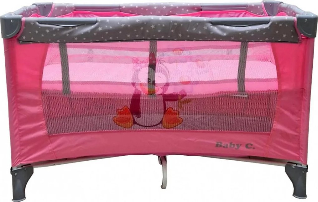 Patut Pliabil si Tarc copii Baby Care™ PRO FMG, 120X60 cm, 2 Niveluri de inaltime, Cu geanta transport inclusa, Plasa insecte, Roz