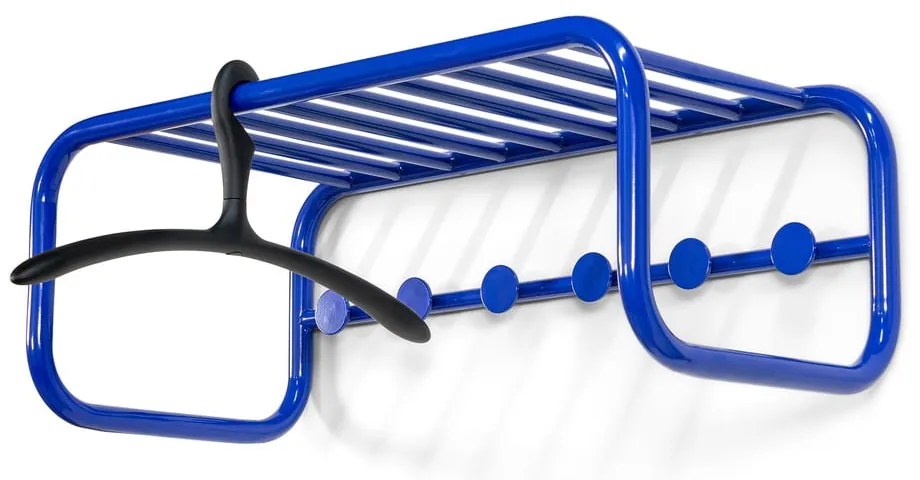 Cuier de perete albastru cu raft din metal 72 cm Retro – Spinder Design