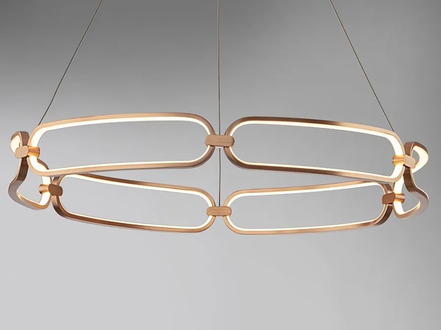 Lustra LED suspendata design ultra-modern, dimabila cu telecomanda, 80cm Colette auriu roze