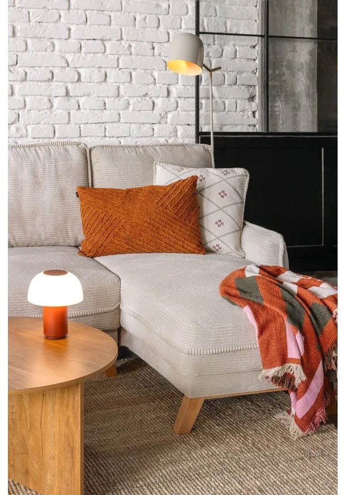 Colțar turcoaz extensibil cu tapițerie din catifea reiată (cu colț pe partea stângă /în formă de "U") Tori – Bonami Selection