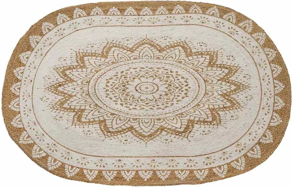 vidaXL Covor din Jută Floral natural 100 x 152 cm Iută