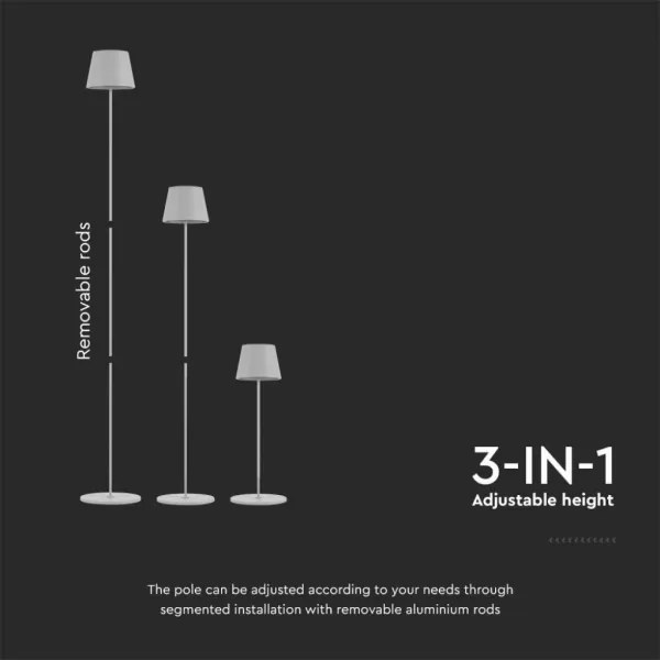 Lampă LED reglabilă 3în1, 4W, 5V, 4400 mAh, 3000K, IP54, albă