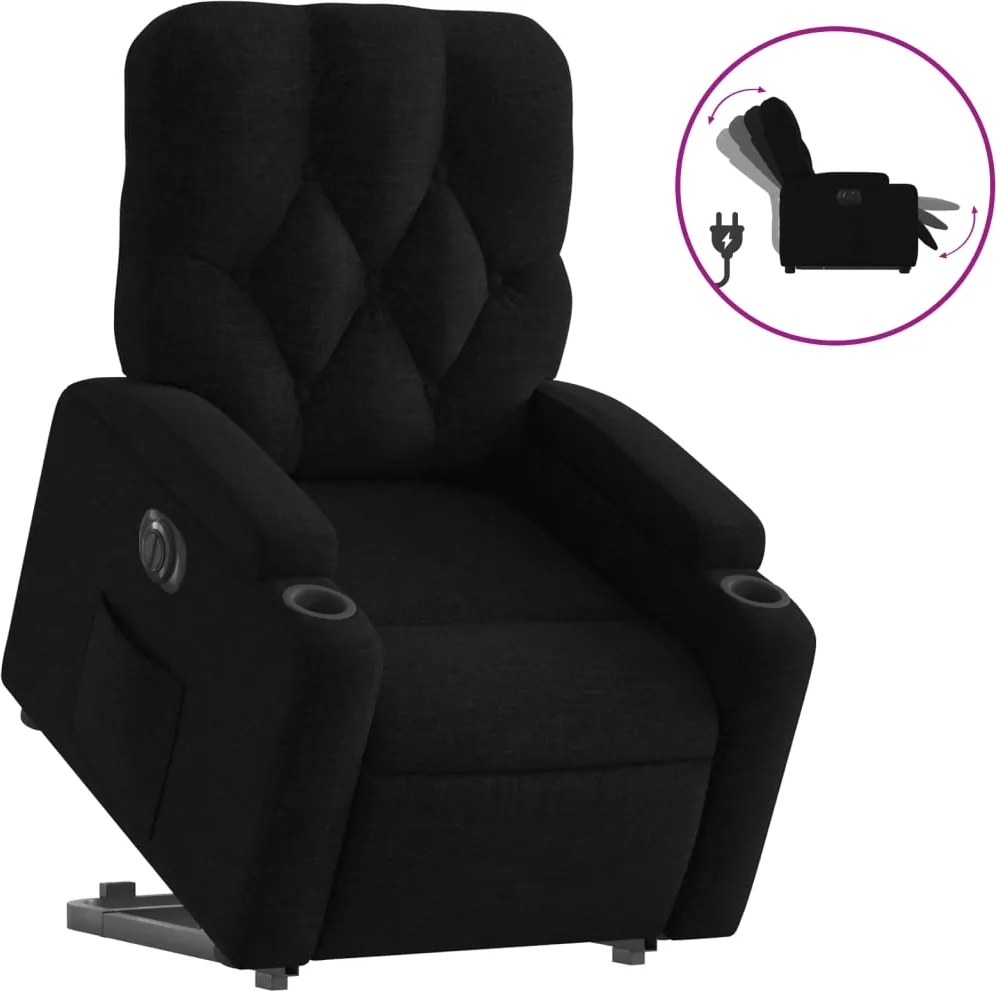 vidaXL Fotoliu electric rabatabil cu ridicare, negru, textil
