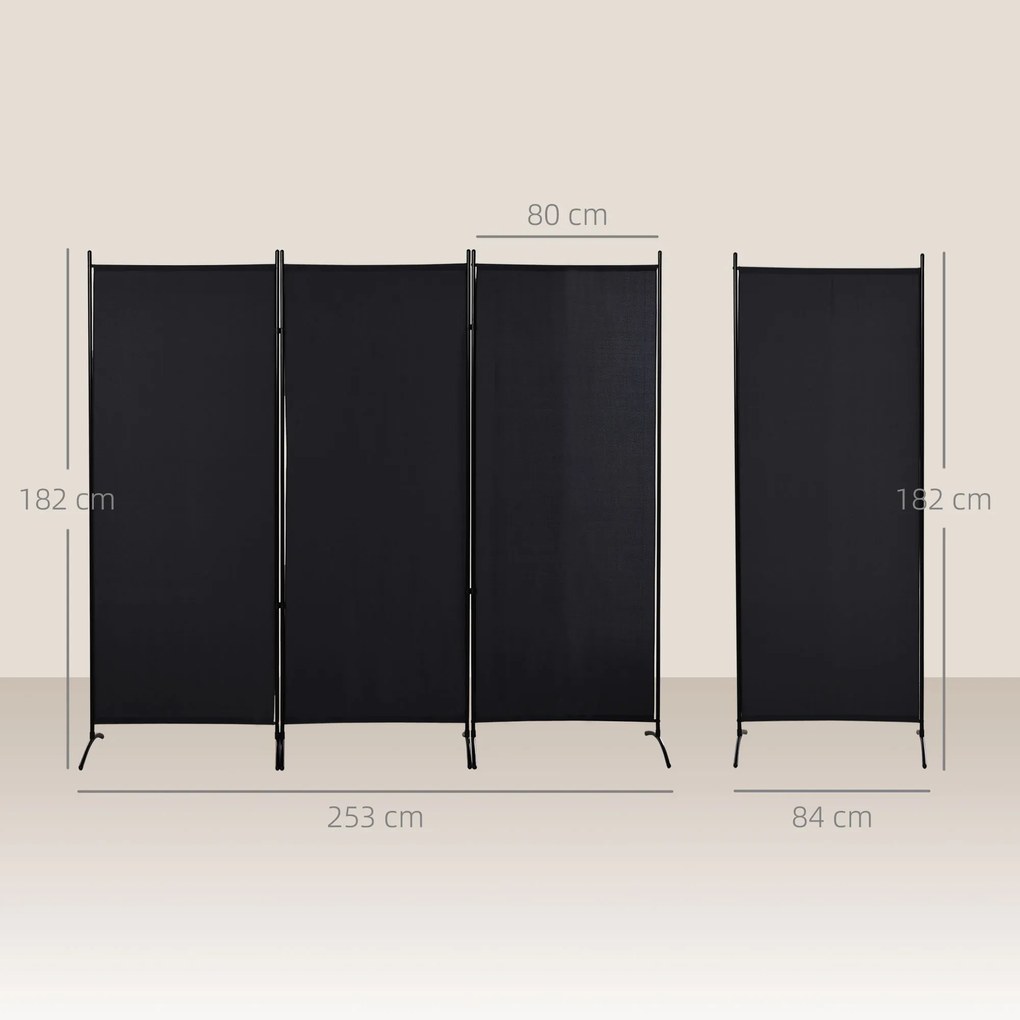 HOMCOM Paravan interior cu 3 panouri, separeu pliabil pentru spatii din metal si poliester, 253x50x182cm, bej | Aosom Romania
