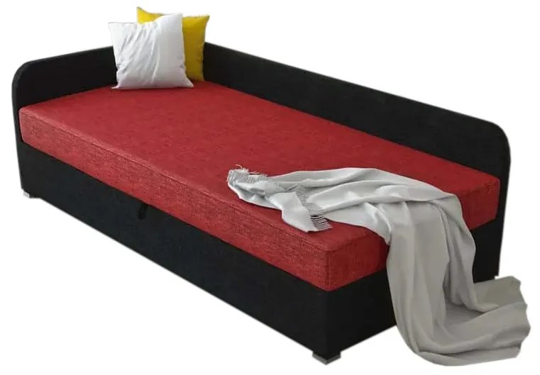 Supermobel Pat tapiţat UNO + somieră + saltea, 80x200, Sawana13/14, colţ stânga