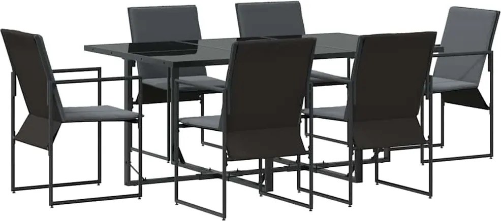 vidaXL Set de masă pentru grădină 7 pcs Negru Oțel