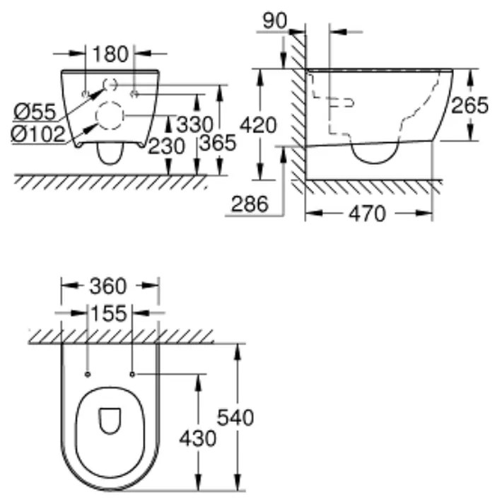 Vas wc suspendat rimless alb Grohe Essence Ceramic