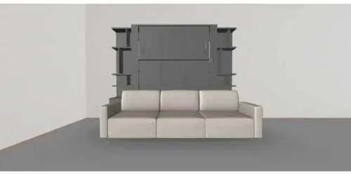 Set pat rabatabil dublu (150X200), 2 biblioteci 50 cm si canapea 3 locuri - NOVA SMALL BOOKCASES & TRIPLE SOFA SET