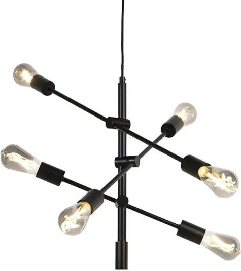 Lampă suspendată inteligentă industrială neagră incl. 6 WiFi ST64 - Sydney