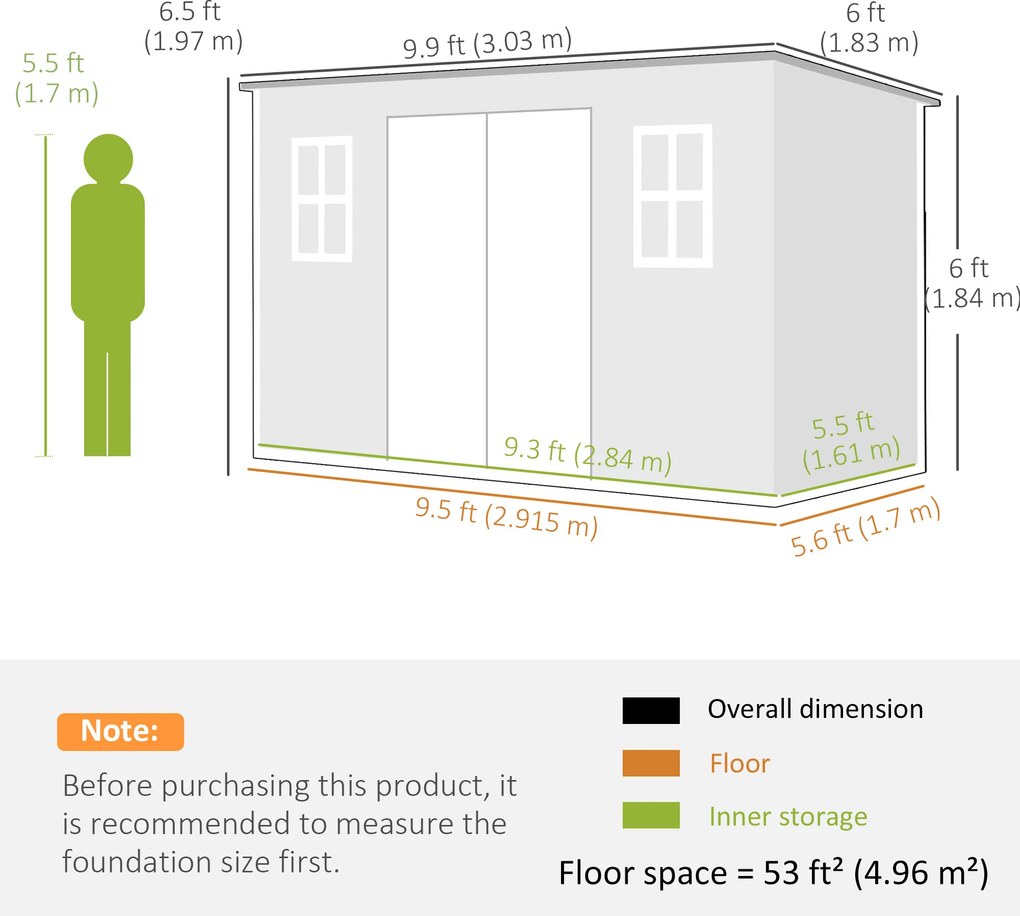 Outsunny Căsuță de Grădină pentru Depozitare Unelte 4.96m² Gri | Aosom Romania