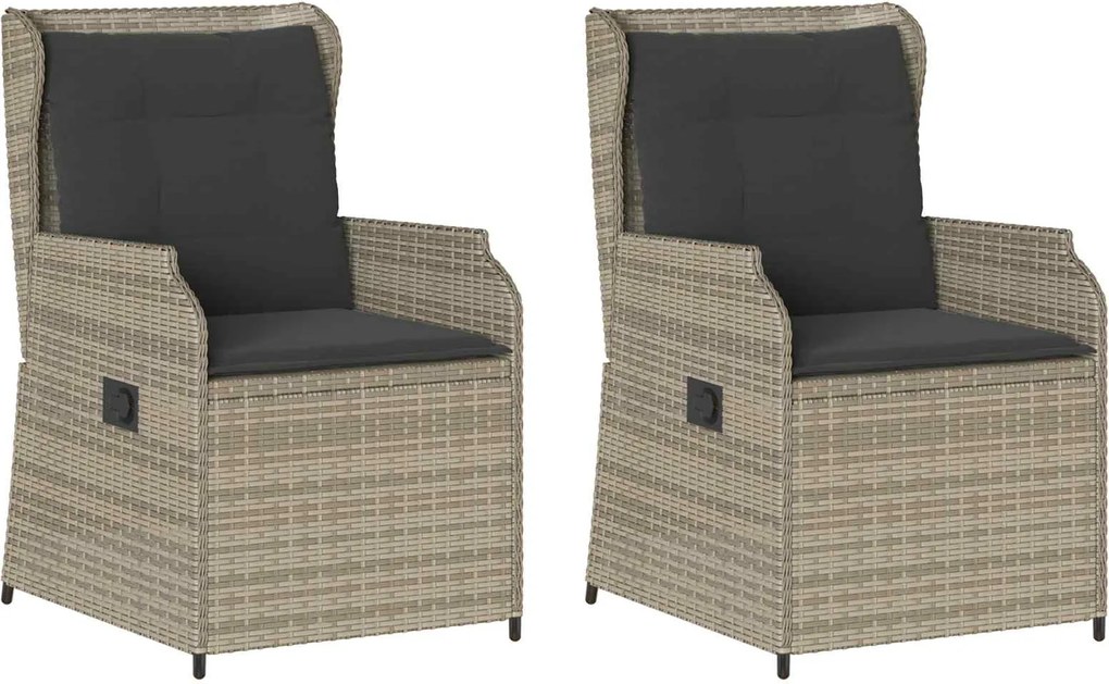 vidaXL Bancă de grădină 2 pcs Gri deschis poliratan