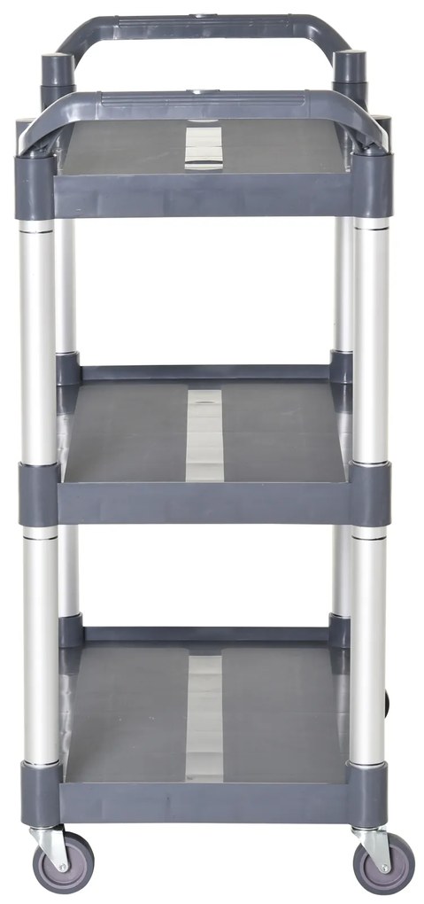 HOMCOM Cărucior de bucătărie cu 3 niveluri, 35 kg/raft, pe roți, pentru bucătărie, sufragerie, birou, 88x44x93 cm, gri | Aosom Romania
