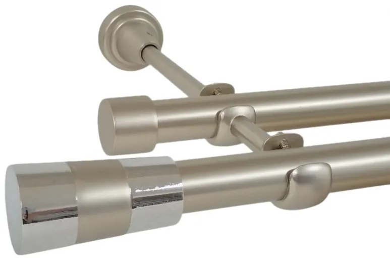 Galerie dubla fara inele VALEO 19 mm CROM MAT (Alege marime: 280 cm)