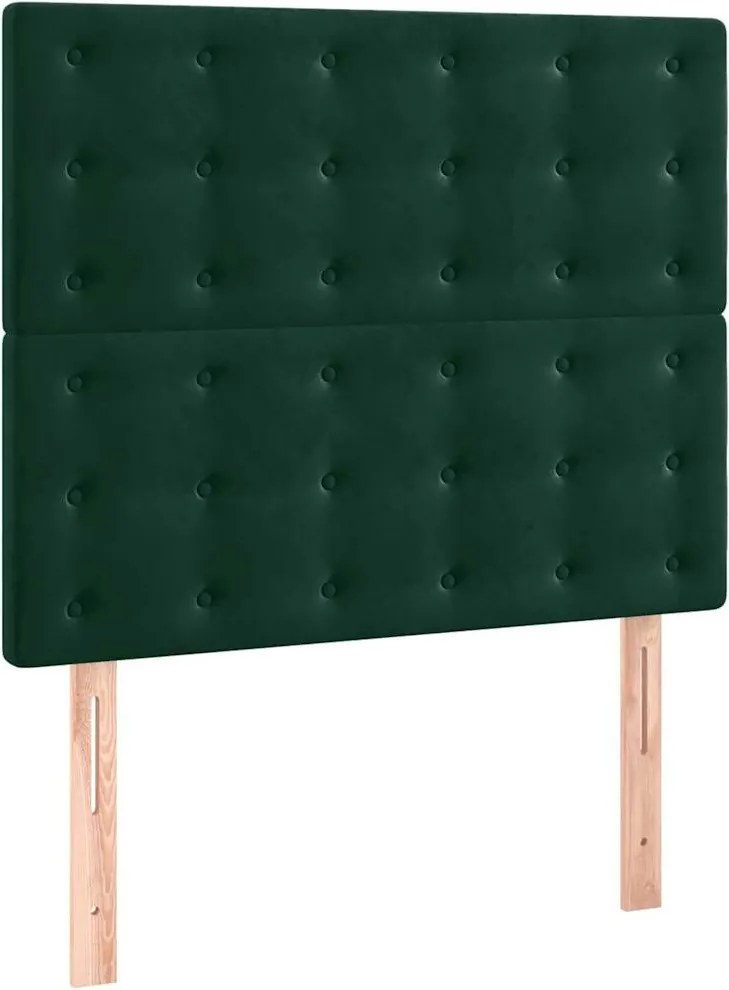 vidaXL Tăblie de pat verde închis 90x5x118/128 cm catifea