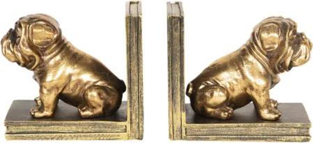 Set 2 suporturi carti polirasina auriu vintage Bulldog 31 cm x 9 cm x 14 cm