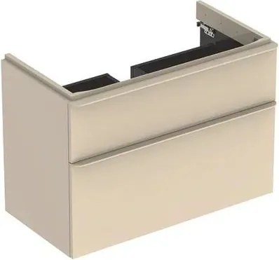 Dulap baza pentru lavoar suspendat Geberit Smyle Square gri nisip 2 sertare 89 cm