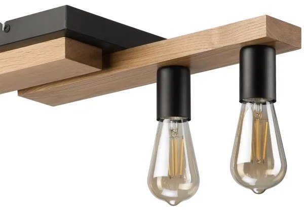 Lustră pe cablu CORTINA 4xE27/15W/230V negru/stejar