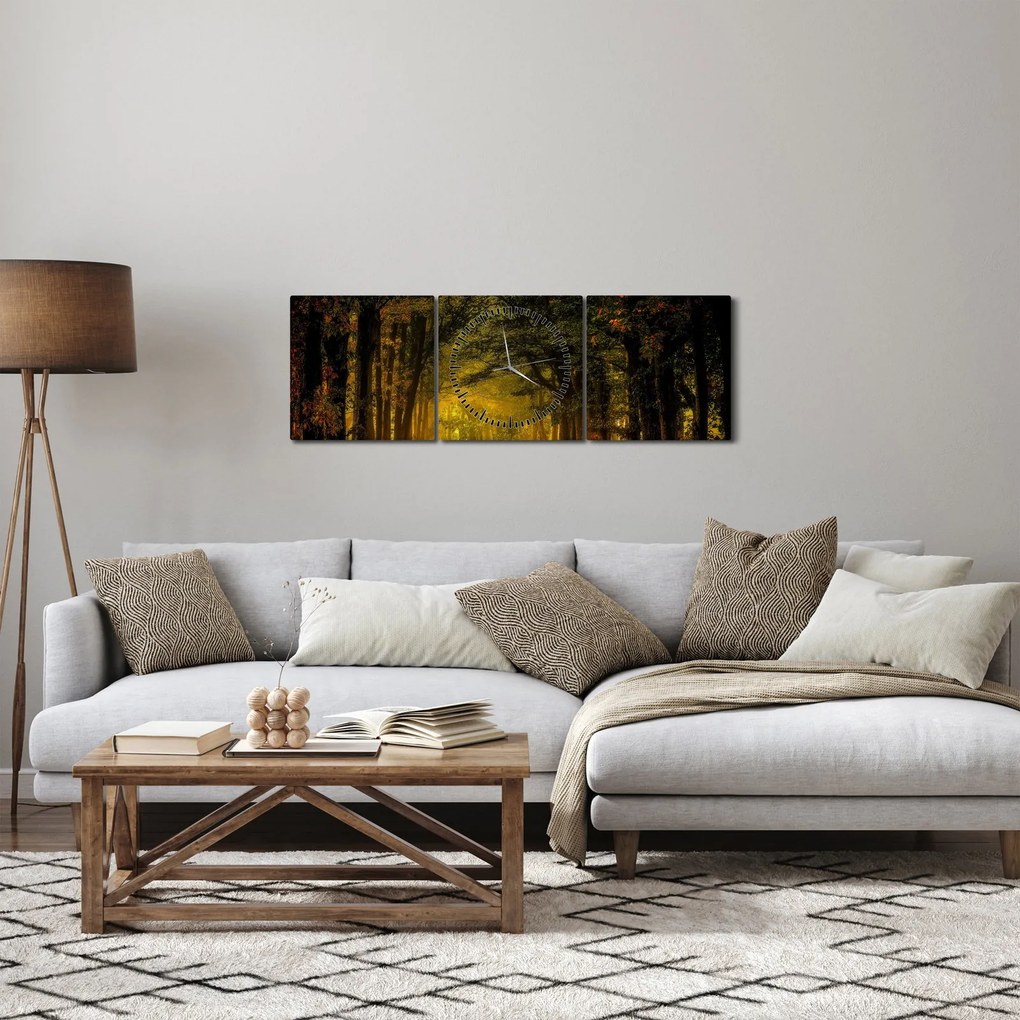 Tablou cu pădure (cu ceas) (90x30 cm)