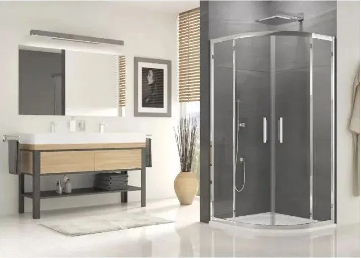 Cabina de dus semirotunda cu usi glisante SanSwiss Ocelia 80x80 cm