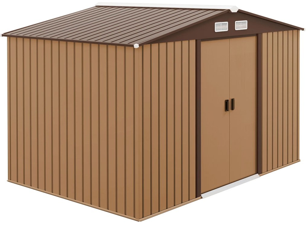 Outsunny casuta ustensile, magazie de gradina, sopron pentru unelte de exterior 277x195x192cm, galben | Aosom Romania