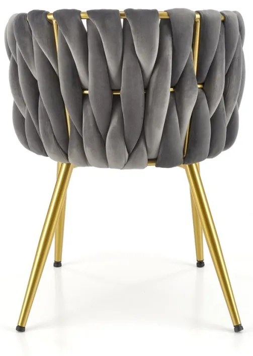 Set 6 scaune K517 velvet gri/auriu
