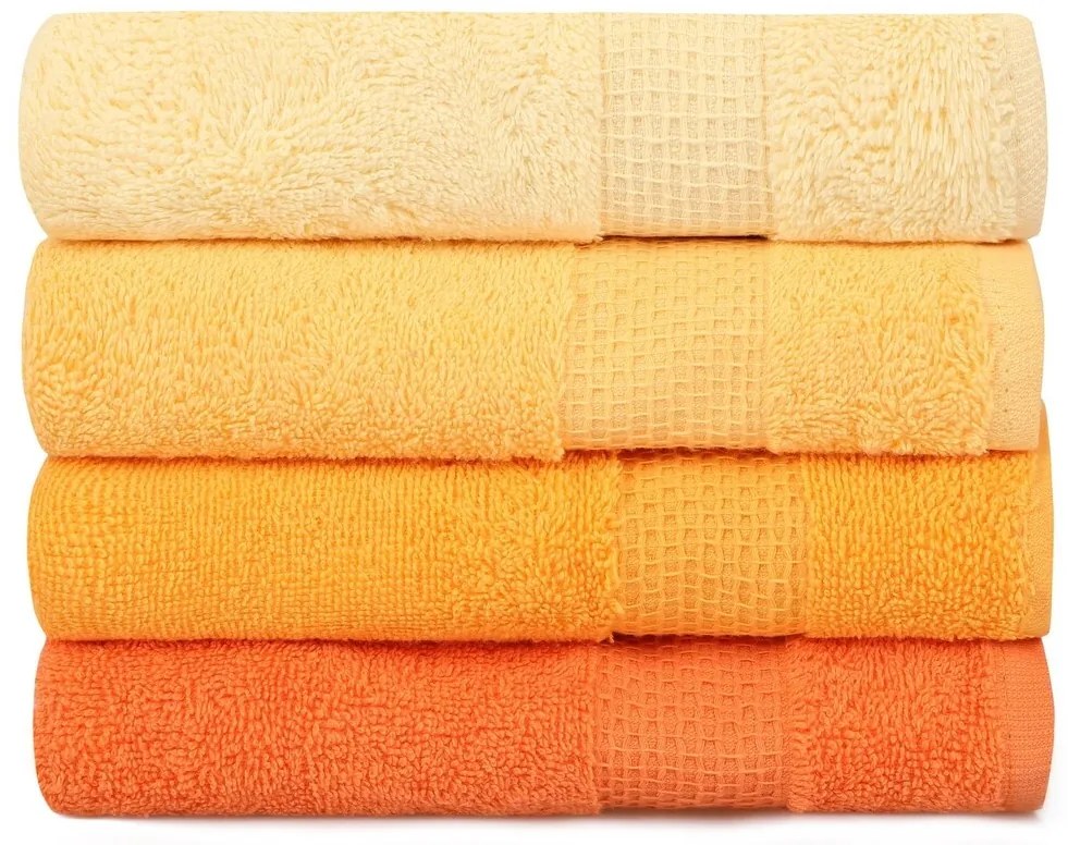 Set 4 Prosoape 801, Beverly Hills Polo Club, 50x90 cm, Bumbac, Galben