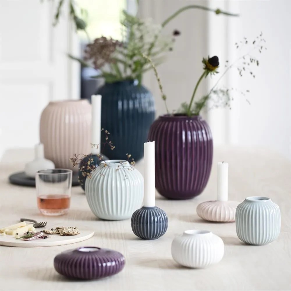 Vază din gresie Kähler Design Hammershoi, mică, înălțime 12,5 cm, albastru mentă