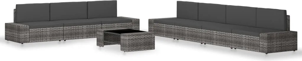 vidaXL Set mobilier de grădină, 8 piese, gri, poliratan